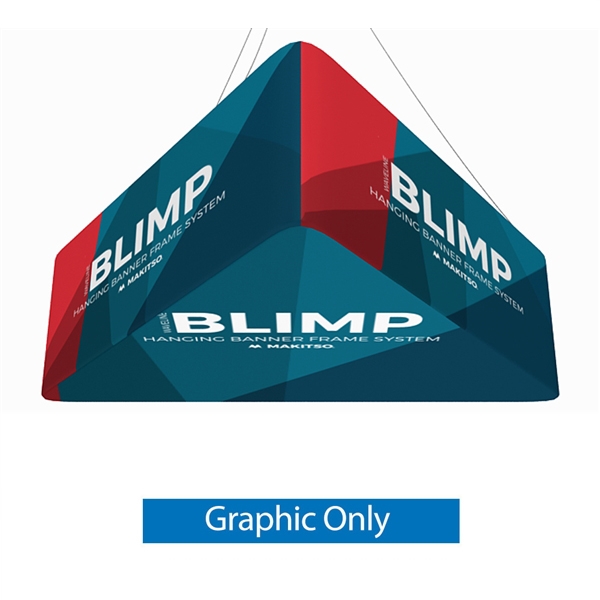 10ft x 48in MAKITSO Blimp Trio (Triangle) Hanging Tension Fabric Banner with Printed Bottom Graphic Only is effective and affordable solution for trade show. The pillowcase style graphic is easy to assembly, the frame made from light weight aluminum. High
