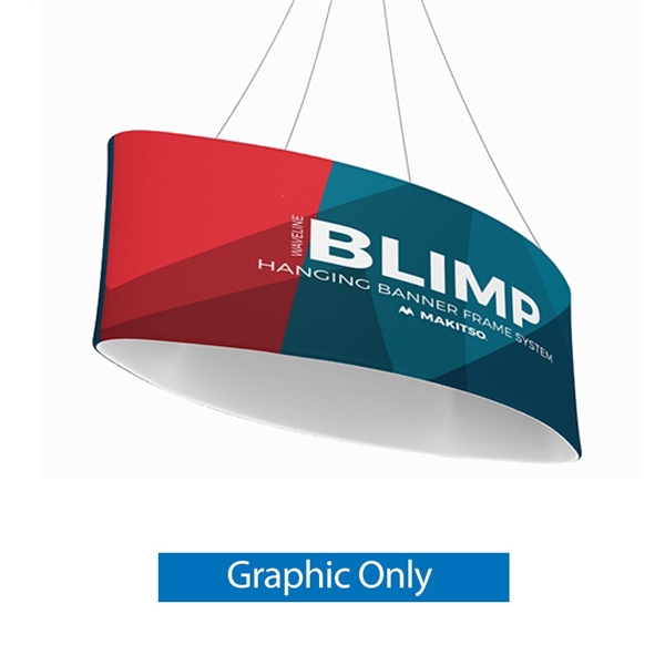 110ft x 48in MAKITSO Blimp Ellipse Hanging Tension Fabric Banner Double Sided Graphic Only. Hanging Banner Displays: high-quality print graphic, lightweight aluminum frame, largest variety of Ellipse Hanging signs for trade shows.