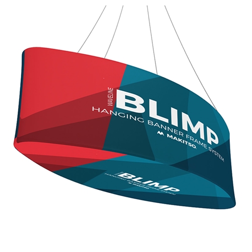 10ft x 36in MAKITSO Blimp Ellipse Hanging Tension Fabric Banner with Printed Bottom. Hanging Banner Displays: high-quality print graphic, lightweight aluminum frame, largest variety of Ellipse Hanging signs for trade shows.