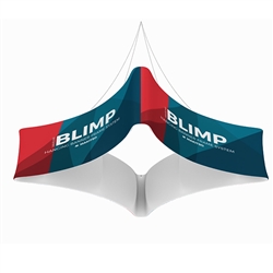 12ft x 24in MAKITSO Blimp Quad Curve Hanging Tension Fabric Banner Single Sided. These uniquely shaped hanging banners is effective way to represent your company on trade show.  Superior dye-sublimation graphic, light aluminum frame, variety of sizes.