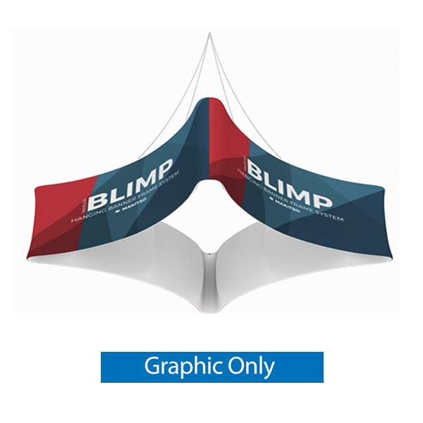 10' x 42'' MAKITSO Blimp Quad Curve Hanging Tension Fabric Banner Single Sided Graphic Only. These uniquely shaped hanging banners is effective way to represent your company on trade show.  Superior dye-sublimation graphic, light aluminum frame, variety o