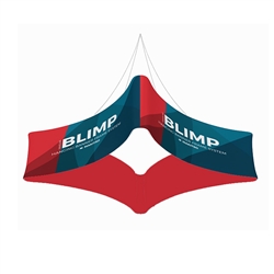 10ft x 24in MAKITSO Blimp Quad Curve Hanging Tension Fabric Banner Double Sided. These uniquely shaped hanging banners is effective way to represent your company on trade show.  Superior dye-sublimation graphic, light aluminum frame, variety of sizes.
