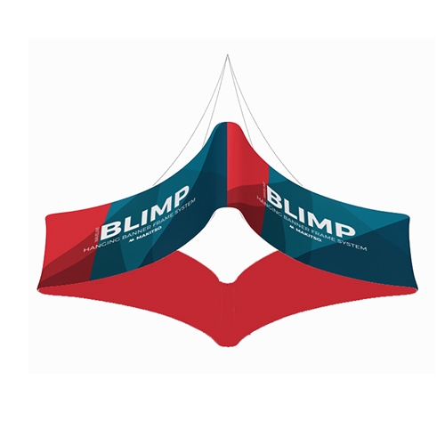 10ft x 42in MAKITSO Blimp Quad Curve Hanging Tension Fabric Banner Double Sided. These uniquely shaped hanging banners is effective way to represent your company on trade show.  Superior dye-sublimation graphic, light aluminum frame, variety of sizes.