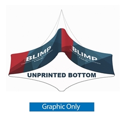 10' x 24'' MAKITSO Blimp Quad Curve Hanging Tension Fabric Banner Graphic with Blank Bottom Only. These uniquely shaped hanging banners is effective way to represent your company on trade show.  Superior dye-sublimation graphic, light aluminum frame, vari