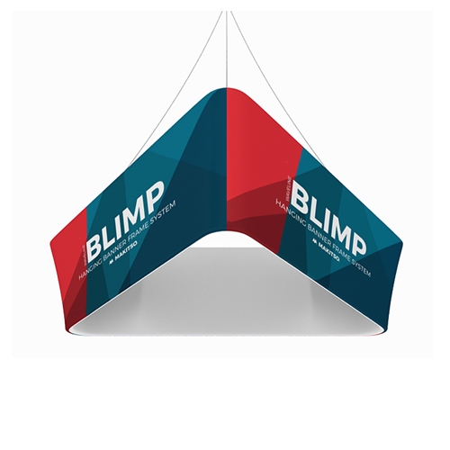 10ft x 42in MAKITSO Blimp Trio Tapered Hanging Tension Fabric Banner Single Sided.  Blimp series of hanging signs and displays is an affordable solution for the trade shows. The sign combine the high quality materials with a new lower price.