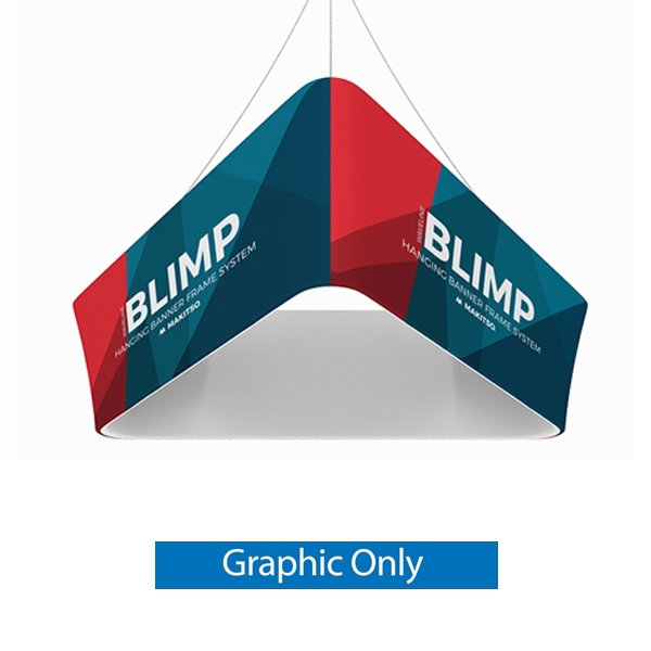 10ft x 48in MAKITSO Blimp Trio Tapered Hanging Tension Fabric Banner Single Sided Graphic Only.  Blimp series of hanging signs and displays is an affordable solution for the trade shows. The sign combine the high quality materials with a new lower price.