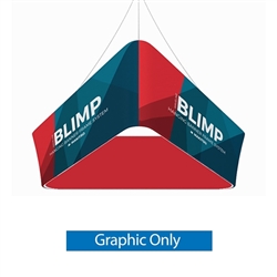 10ft x 36in MAKITSO Blimp Tapered Hanging Tension Fabric Banner Double Sided Graphic Only.  Blimp series of hanging signs and displays is an affordable solution for the trade shows. The sign combine the high quality materials with a new lower price.