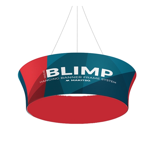 10ft x 48in MAKITSO Blimp Tube Tapered Hanging Tension Fabric Banner Double Sided. Blimp series of hanging signs for trade show made from light aluminum, wrapped in a vibrant dye-sublimation graphic print. Hang overhead from ceilings or truss systems.