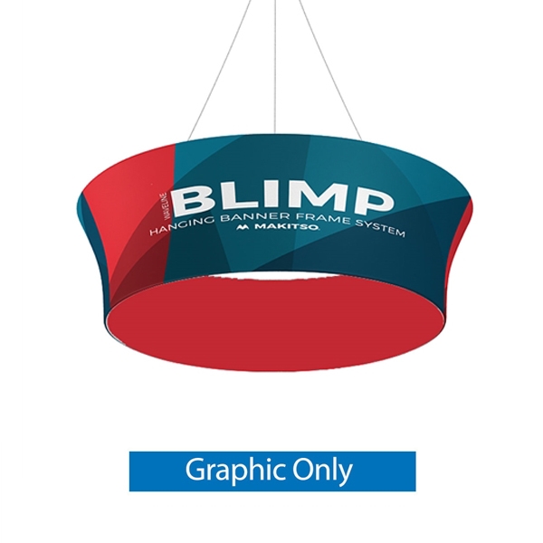 10ft x 36in MAKITSO Blimp Tube Tapered Hanging Tension Fabric Banner Double Sided Graphic Only. Blimp series of hanging signs for trade show made from light aluminum, wrapped in a vibrant dye-sublimation graphic print. Hang overhead from ceilings or truss
