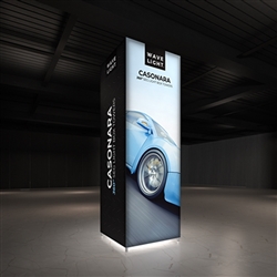 Breathe new light into your exhibit or retail space with Wavelight Casonara Light Box Towers. These backlit towers feature vibrant tension fabric graphics, illuminated from the inside out for max brand visibility on the trade show floor. At 10ft tall, the
