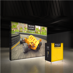 Breathe new light into your exhibit or retail space with Wavelight Casonara Light Box displays! These backlit trade show walls feature vibrant tension fabric graphics, illuminated from the inside out for max booth visibility. This double-sided 10ft x 8ft