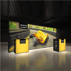 Breathe new light into your exhibit or retail space with Wavelight Casonara Light Box displays! These backlit trade show walls feature vibrant tension fabric graphics, illuminated from the inside out for max booth visibility. This single-sided 20ft x 8ft