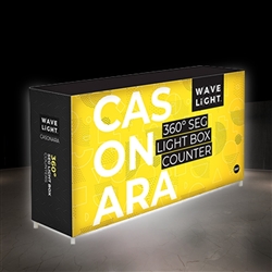 Breathe new light into your exhibit or retail space with Wavelight Casonara Light Box Counters. These backlit counters feature vibrant tension fabric graphics, illuminated from the inside out for max visibility at the trade show or convention . This 6.5ft