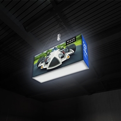 Breathe new light into your exhibit or retail space with Wavelight Casonara Light Box hanging signs. These backlit hanging blimps feature vibrant tension fabric graphics, illuminated from the inside out for max exhibit booth visibility. This 6ft x 3ft x 2