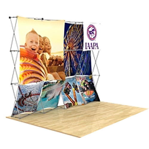 10ft x 90in 3D Snap Tension Fabric Display Layout 4 with Square Hard Case is unique product offering for Trade Show. The Xpressions series offers many of the features the exhibitors look for in a high quality trade show pop up background displays