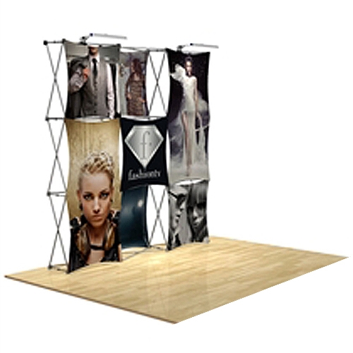 8ft x 8ft 3D Snap Tension Fabric Display Kit 4 with Square Hard Case is unique product offering for Trade Show. The Xpressions series offers many of the features the exhibitors look for in a high quality trade show pop up background displays