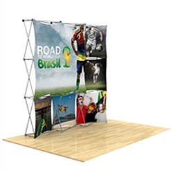 8ft x 8ft 3D Snap Tension Fabric Display Kit 5 with Square Hard Case is unique product offering for Trade Show. The Xpressions series offers many of the features the exhibitors look for in a high quality trade show pop up background displays
