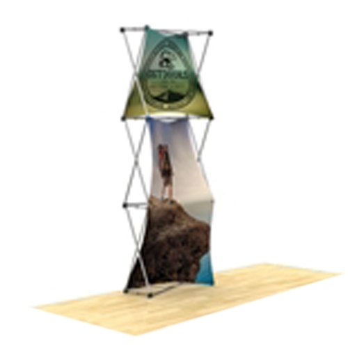 30in x 90in 3D Snap 1x3 Design 2 Fabric Display Kit with custom made dye-sublimation fabric graphics for trade shows and exhibits. Xpressions SNAP displays, pop-up trade show exhibits really grab attention with their unique 3D look.