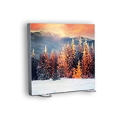 41in W x 42in H  Flow-Motion Dynamic Animated LED Freestanding Displays. Make your static dye-sublimation fabric graphics a dynamic animated display with programmable pixel back lighting.