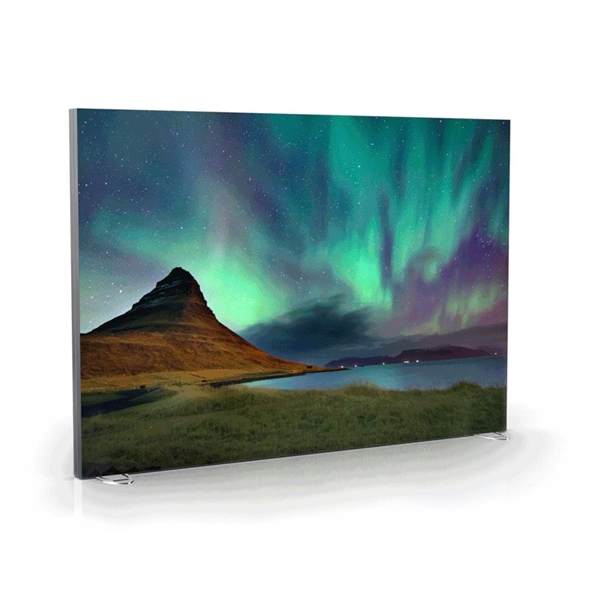 120in  x 82in H  Flow-Motion Dynamic Animated LED Freestanding Displays. Make your static dye-sublimation fabric graphics a dynamic animated display with programmable pixel back lighting.