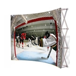 VBurst 10ft Curved Fabric Popup Display from xyzDisplays is a perfect choice for anyone that needs a large display but is unwilling to give up durability, weight, ease of setup, or quality. This display system is ideal for your next expo, tradeshow.