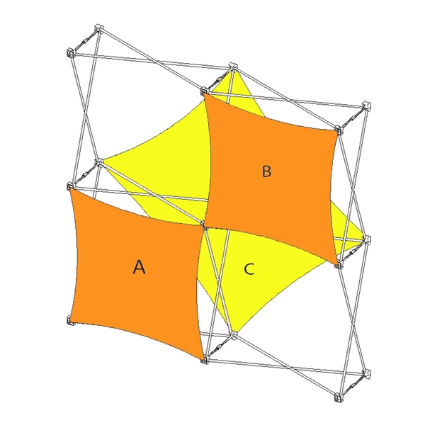 5ft (2x2) Xpressions SNAP E Trade Show Display. Create a stunning 3-dimensional display in a Snap! Twelve frames, two planes for integrated graphics, and infinite configurations, offer a playground to create dramatic effects with endless design