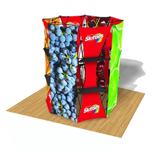 10ft Xpressions SNAP Connex Octagon Kit A Tradeshow Display. Create a stunning 3-dimensional display in a Snap! Twelve frames, two planes for integrated graphics, and infinite configurations, offer a playground to create dramatic effects