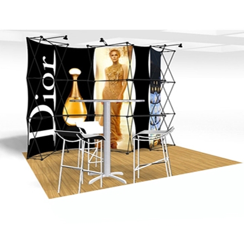 10ft Xpressions SNAP Connex Kit E Tradeshow Display. Create a stunning 3-dimensional display in a Snap! Twelve frames, two planes for integrated graphics, and infinite configurations, offer a playground to create dramatic effects