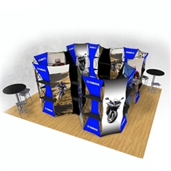 20ft Xpressions SNAP Connex Island Kit B Tradeshow Display. Create a stunning 3-dimensional display in a Snap! Twelve frames, two planes for integrated graphics, and infinite configurations, offer a playground to create dramatic effects
