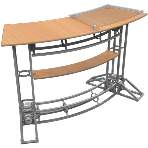 Curve Orbital Truss Counter with Plex is a great addition to your truss display, easy to set up and compliments your booth.This podium, orbital  truss is perfect for presentations & meetings. Orbital Express Truss Counters & Podiums easy to set up