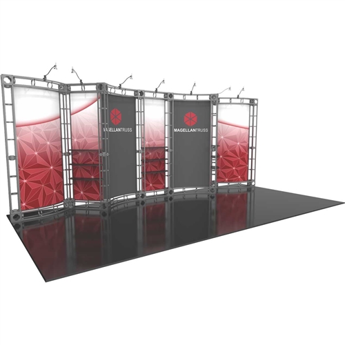 10ft x 20ft Inline Magellan Orbital Express Trade Show Truss Display with Fabric Graphics is a complete truss exhibit, professionally designed to fit a 10ft × 20ft trade show booth space. Orbital truss displays are most popular trade show displays