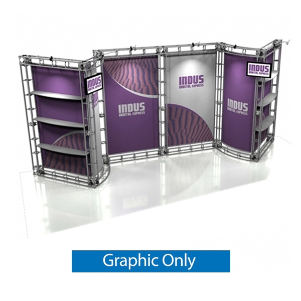10ft x 20ft Indus Orbital Express Truss Replacement Rollable Graphics. Create a beautiful trade show display thatfts quick and easy to set up without any tools with the 10x20 Indus Truss Display. Truss displays are the most impactful exhibits