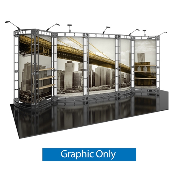 10ft x 20ft Omicron Orbital Express Trade Show Truss Display Replacement Rollable Graphics still provides the great look of a truss system. Truss is the next generation in dynamic trade show structure. Truss displays are the most impactful tradeshow exhit