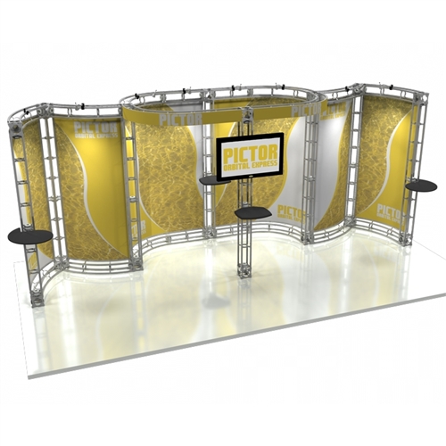 10ft x 20ft Pictor Orbital Express Trade Show Truss Display with Fabric Graphics is a complete truss exhibit, professionally designed to fit a 10ft ï¿½ 20ft trade show booth space. Orbital truss displays are most popular trade show displays
