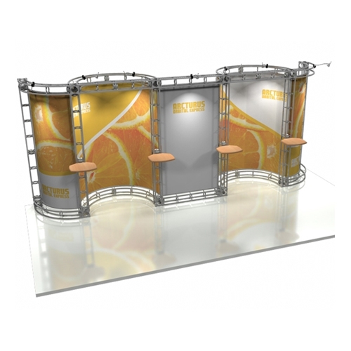 10ft x 20ft Arcturus Orbital Express Trade Show Truss Display with Fabric Graphics. We specialize in Trade show Displays, Truss Display Booth, Custom Modular Truss Systems and Related Truss Products. We also do custom design for Truss Displays