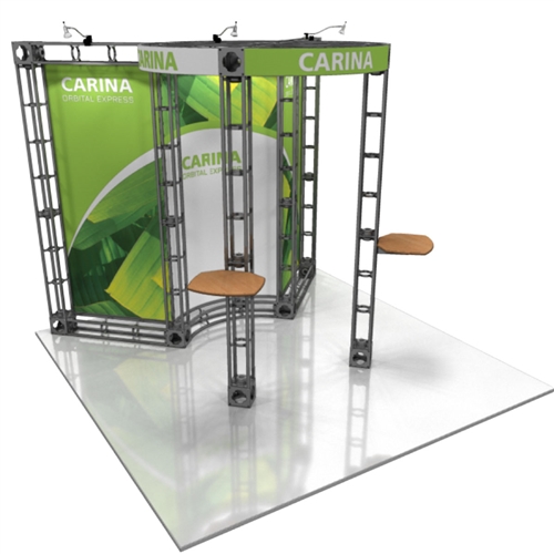 10ft x 10ft Carina Orbital Express Truss Display Replacement Rollable Graphics. Replacement Trade Show Display Graphics, Exhibit Display Graphics, mural headers, pop-up graphics. Creating new and replacement graphics for all kinds of trade show exhibits