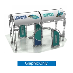 20ft x 20ft Island Cassiopeia Express Truss Display Replacement Fabric Graphic. Create a beautiful custom trade show display that's quick and easy to set up without any tools with the 10ft x 20ft Island Cassiopeia Express Truss trade show exhibit.