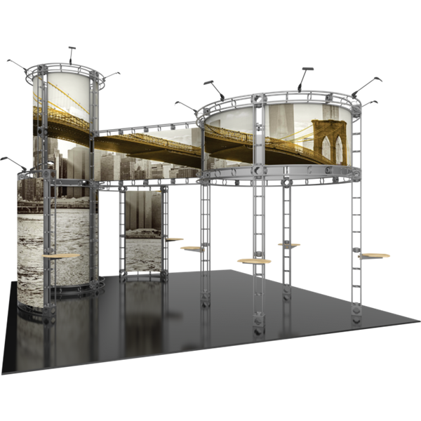 20ft x 20ft Island Corvus Orbital Express Truss Display with Rollable Graphic is the next generation in dynamic trade show exhibits. Corvus Orbital Express Truss Kit is a premium trade show display is designed to be used in a 20ft x 20ft exhibit space