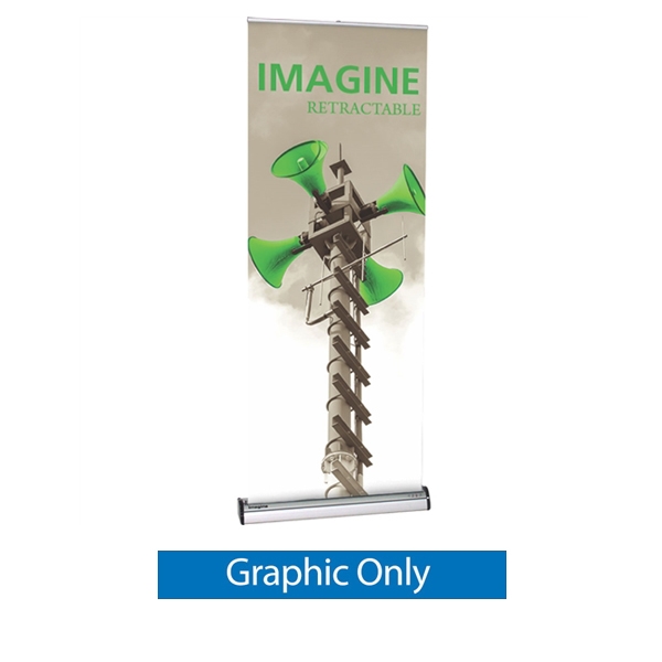 Replacement Fabric Banner for 31.5in Imagine Removable Cassette Retractable Banner Stand. Imagine is a premium, single-sided cassette retractable banner stand display for frequent graphics changes and switch-outs, most popular removable cassette roller