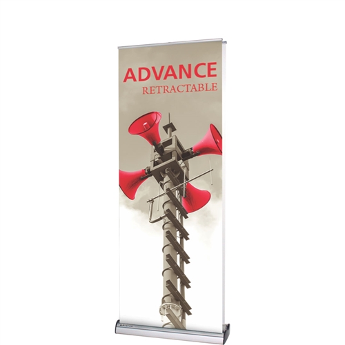31.5in Advance Double sided Retractable Cassette Stand with Vinyl Banner is a premium, single-sided cassette retractable banner stand display for frequent graphics changes and switch-outs, our most popular removable cassette roller system