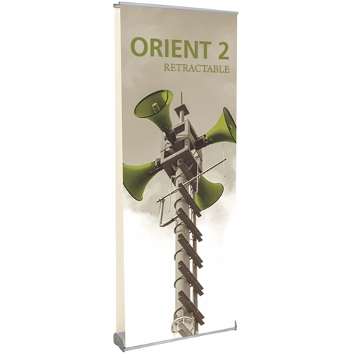 35.5in Orient 920 Retractable Silver Double-Sided Stand with 2 Fabric Banner, also known as roll up exhibit displays, are ideal for trade show displays and retail environments. Super affordable Orient 920 retractable banner stand.