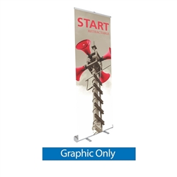 Replacement Vinyl Banner for Start Retractable Banner Stand Display. It is the ideal addition to any event trade show display. Start Retractable Banner Stand is an affordable, compact stand. It's a sleek and sturdy retractable, swivel foot banner stand.