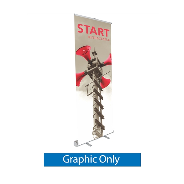 Replacement Fabric Banner for Start Retractable Banner Stand Display. It is the ideal addition to any event trade show display. Start Retractable Banner Stand is an affordable, compact stand. It's a sleek and sturdy retractable, swivel foot banner stand.