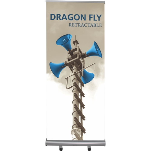 33in Dragon Fly Double-Sided Retractable Stand with 2 Fabric Banners. Retractable banners provide mobile presentation solutions for trade show display booths, retail stores, restaurants, and hotels. Advertising that stands up and stands out!