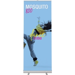 32in Mosquito 800 Silver Retractable Banner Stand with Vinyl Banner also known as roll up exhibit displays, are ideal for trade show displays,retail environments. Mosquito 800 Retractable Banner Stand called roll up banner stands or pull up banner stands