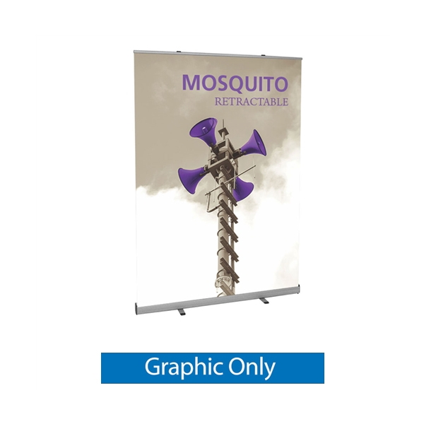 Replacement Vinyl Banner for Mosquito 1500 Retractable Banner Stand. With the Jumbo Wide Retractor simply pull out the banner, hook it to the two support bars and you are ready to display.