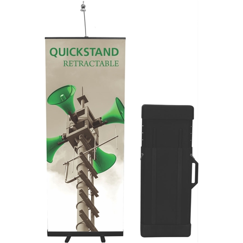 QuickStand 31.5in Retractable Black BannerStand Kit with Printed Fabric is an all-in-one banner stand for your next trade show. Super affordable QuickStand retractable banner stand was designed with price in mind.