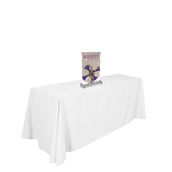 8in x 11in Breeze Retractable Tabletop Stand Display with Vinyl Banner - a small tabletop-sized version of larger roll-up signs. Ideal for retail store point of purchase counter tops, convention tables, or just about anywhere you want a sign