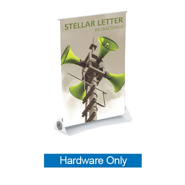 8.5in x 11in Stellar Letter Retractable Tabletop Banner Stand Hardware Only - a small tabletop-sized version of larger roll-up signs. View a wide variety of portable banner stands to use at your tradeshows and conferences