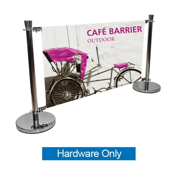 Crowd Control Cafe Barrier System Hardware Only is an indoor or outdoor modular display system. Crowd control barrier, like this fencing barricade, is a great way to promote a new business, brand or event.